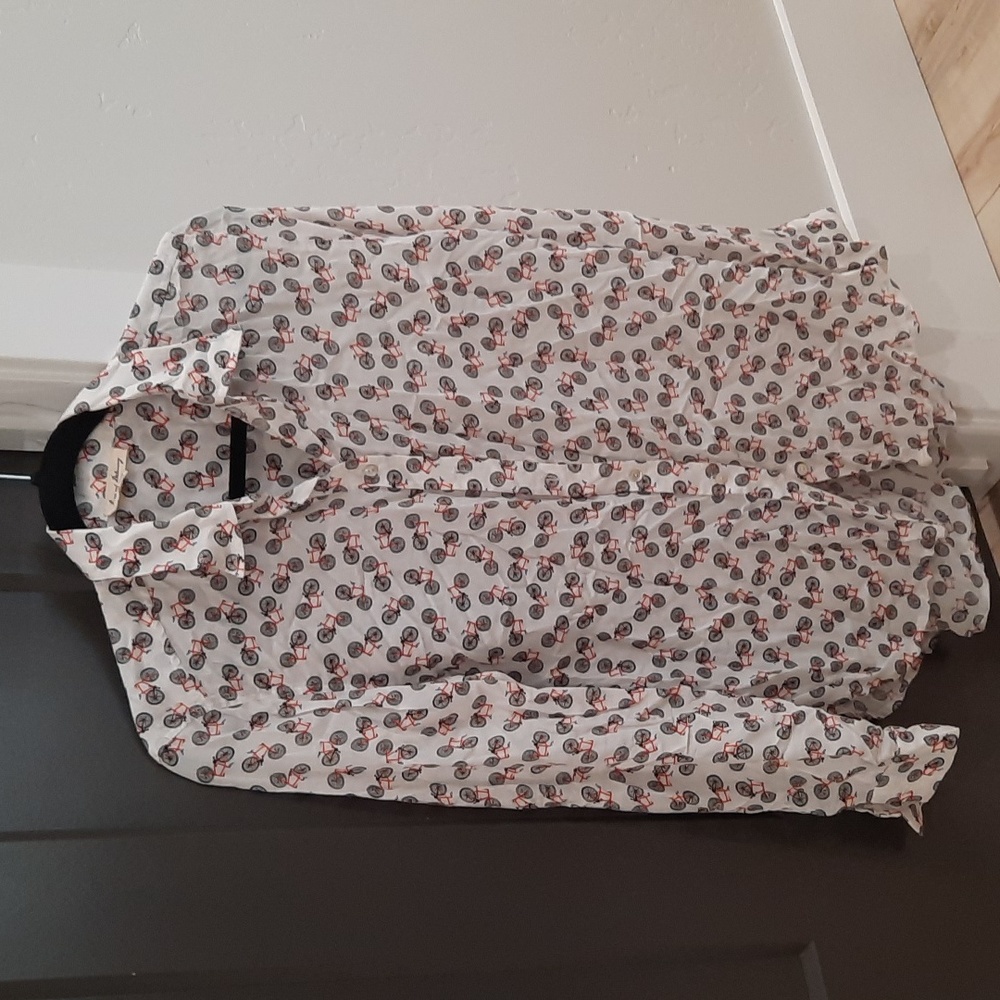 Bicycle print button down shirt